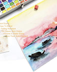 Watercolor Paint Set 50 Vivid Colors, Travel Watercolor Kits with Palette, Brush, Sponge, Ideal for Adults, Kids, Hobbyists, Paingting Lovers, Art Supplies