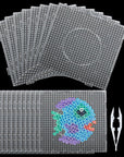 18PCS 5Mm Fuse Beads Pegboards, Large Plastic Bead Pegboard Fuse Beads Boards with 2 Beads Tweezers, Melty Beads Square Peg Boards Kit for DIY Craft Beads