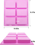 Silicone Soap Molds,6 Cavities Rectangle Silicone Molds for Homemade Craft Soap Mold, Cake Mold, Chocolate Mold & Ice Cube Tray -Molds Set of 3(Blue & Purple& Pink).