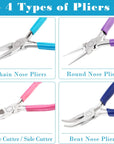 Jewelry Pliers,  4Pcs Jewelry Making Tools Kit with Needle Nose Pliers/Chain Nose Pliers, round Nose Pliers, Wire Cutters and Bent Nose Pliers for Crafts, Wire Wrapping, Jewelry Making Supplies