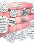 350Pcs Motivational Keychain Accessories Set with 50 Engraved Inspirational Words Charms, 50 Leather Keychain Tassels, 50 Keyring with Chain, 200 Open Jump Rings for Keychain Making, DIY Crafting