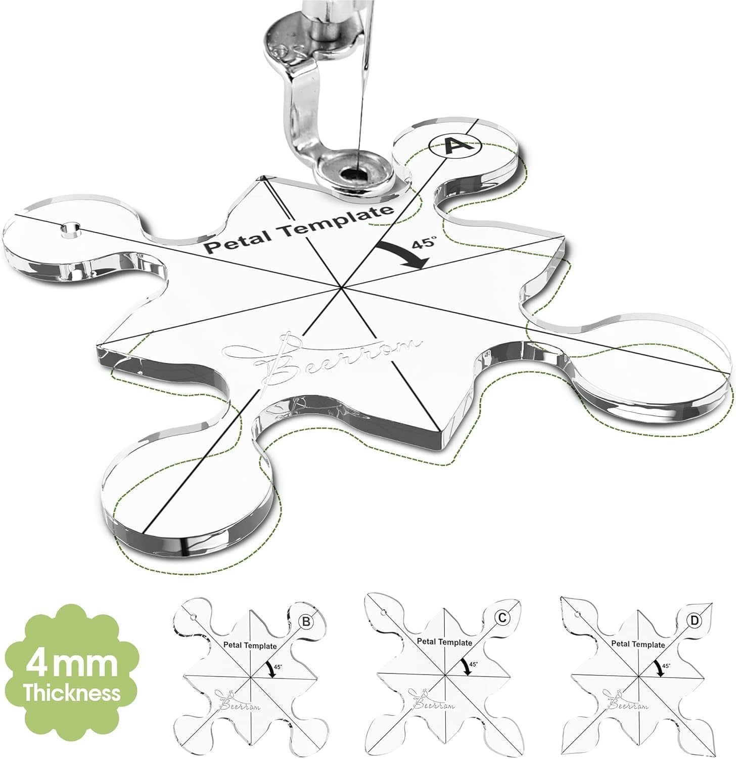 Meander Quilting Templates – Free-Motion Quilt Design – Acrylic Quilting Ruler Template for Industrial and Domestic Sewing Machines – Easy Free-Motion Quilting Learning