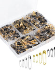 600 Pcs Safety Pins Assorted, 4 Sizes Large and Small Safety Pins for Clothes,Black Gold Silver Safety Pins Rust Resistant for Art,Crafts, Sewing and Jewelry Making