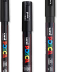 - Ultra Fine to Fine Paint Marker Pens Set - PC-1MR, PC-1M, PC-3M - Black Ink - Pack of 3