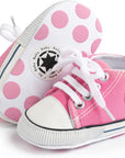 Unisex Baby Boys Girls High Top Sneaker Soft Anti-Slip Sole Newborn Infant First Walkers Canvas Denim Shoes