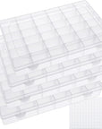 4 Pack 36 Grids Clear Plastic Organizer Box Storage Container with Adjustable Divider, Tackle Box Organizer Bead Organizer Art Crafts Jewelry with 400 Label Stickers