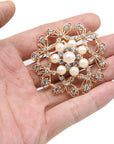 Lot 9Pcs Rose Gold-Tone Rhinestone Brooches, Big Pearl Crystal Wedding Bouquet Kit Set