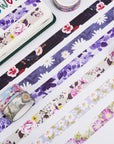 10 Rolls Spring Flowers Washi Tape Set Masking Decorative Tapes (Cold Tone)