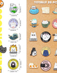 20 Pieces Cat Pins for Backpacks Brooch Pins Bulk Cute Cats Novelty Cartoon Animal Brooch Pins Lovely Mini Lapel Pins for Backpacks Set Badges Clothing Bags Jackets