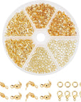 500Pcs Jewelry Making Accessory Set 200Pcs 4Mm 21 Guage Open Jump Ring 100Pcs 12X6Mm Lobster Claw Clasp 200Pcs 7Mm Bead Tips Knot Covers for Earring Bracelet Jewelry Making, Gold