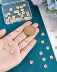50PCS 14K Gold Plated Spacer Beads, 8Mm Flat round Metal Beads Brass Wavy Disc Beads Jewelry Loose Beads for DIY Bracelet Necklace Earring Craft Supplies, Hole: 1.2Mm