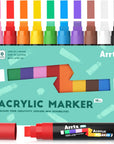 10-Piece Jumbo Acrylic Paint Markers, 15Mm Felt Tip, Waterproof, Odorless, Non-Toxic, Multi-Surface Art Supplies for Rock Painting, DIY Crafts Making