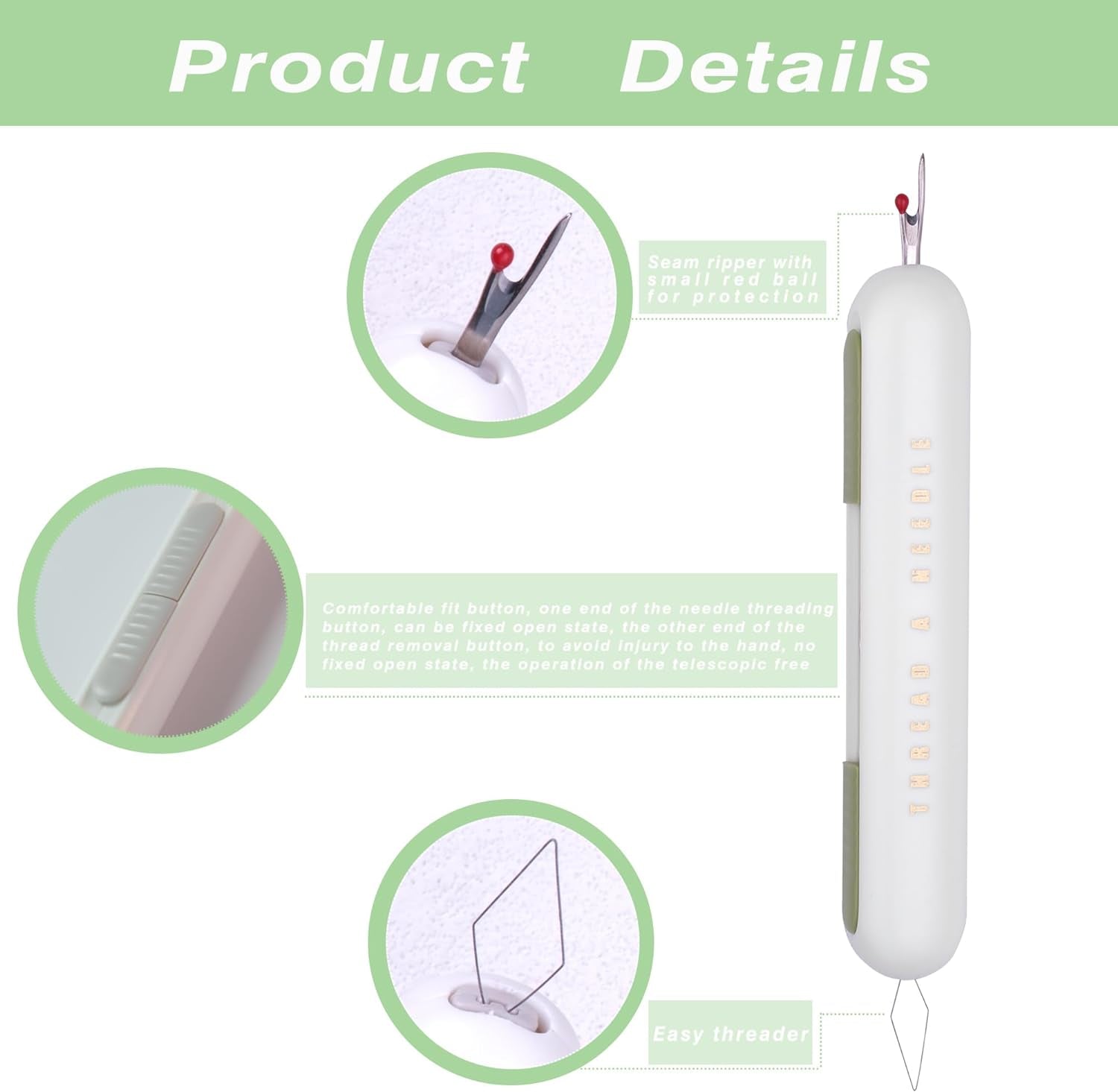 Seam Rippers, 2-In-1 Threader for Sewing,Threading and Unthreading Seam Ripper,Multifunctional Sewing Tool for Sewing, Crafts and Knitting Unthreading Supplies. (3PCS)