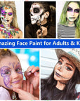 Face Paint,20 Colors Face Paint - Face Painting Kit,Water Based Face Painting Kit for Kids Party with 10 Brushes 5 Sticker Stencils and Paint Tray ,Body Paint for Kids and Adults Halloween Makeup