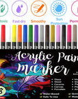 Acrylic Paint Pens for Rock Painting,Set of 18 Extra Fine Point Non-Toxic Acrylic Paint Pen Paint Markers for Stone,Ceramic,Glass,Wood,Canvas,Fabrics DIY Crafts
