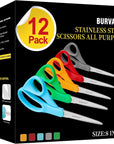 Scissors,  8" Multipurpose Heavy Duty Scissors, 12-Pack Ultra Sharp Scissors All Purpose Comfort-Grip Scissors for School Office Home Sewing Fabric Craft Supplies, Right/Left Handed.
