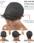 Short Human Hair Wigs Pixie Cut Straight perruque Brazilian Virgin for Black Women Machine Made Wigs With Bangs Cheap Glueless W