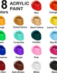 18 Colors Acrylic Paint Bottle Set (250Ml/8.45Oz), Rich Pigmented Bulk Painting Supplies for Artists, Beginners and Kids on Rocks Crafts Canvas Wood Ceramic