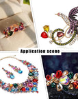 64 Pcs 4 Shapes Pointed Back Rhinestone 18Mm Glass Rhinestones Gems Fuchsia Rectangle/Teardrop/Heart/Oval Jewels Embelishments with Silver Plated Back Crystals Stones for Jewelry Making