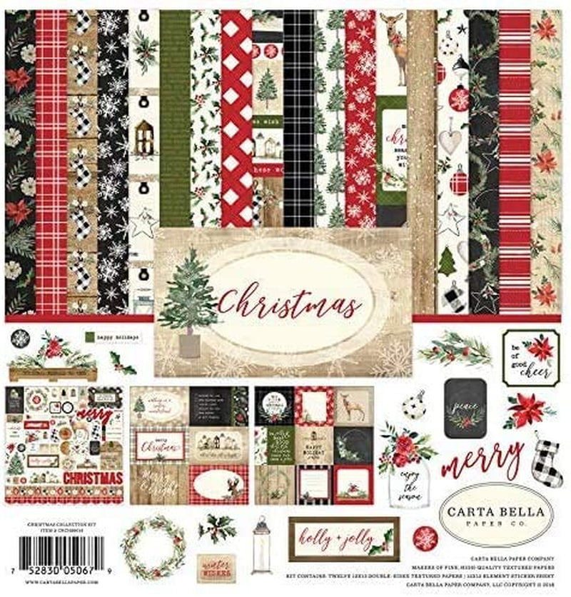 mpany Christmas Collection Kit Paper, Red/Green/Black/Tan, 12-X-12-Inch