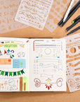 30 PCS Journal Stencils, Planner Stencils for Junk Journal Notebook Diary Scrapbook DIY Drawing Template Journal Stencil 4X7 Inch