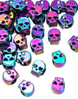 20Pcs 0.41 Inch Colorful Skull Beads Macroporous Metal Spacer Beads Small Skeleton Wedding Prom Halloween Birthday Charm for Jewelry Bracelet Necklace Earring Making DIY Craft Women