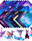 150 Sheets Double Sided Origami Paper Kit 6 X 6 Inch Beautiful Sky Scrapbook Paper Galaxy Outer Space Star Pattern Paper Easy Folding for Arts Crafts School Kids Teachers, 36 Designs (Vivid Style)
