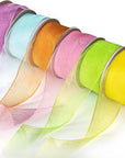 6 Spools Ribbon Sheer Chiffon Ribbon Gift Wrapping Ribbon Summer Ribbon Organza Ribbon for Crafts, 1 Inch Wide 60 Yards