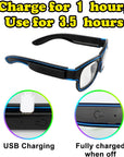 YouRfocus Sound Activated LED Wireless Light up Glasses, Neon Glasses Glow in the Dark for Rave Party, EDM