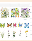 Butterfly Floral Stickers Bulk - 320 Pcs Transparent Realistic Dried Pressed Flower Stickers for Crafts, Envelopes, Scrapbook, Junk Journal Supplies - Waterproof Clear Wildflower for Resin
