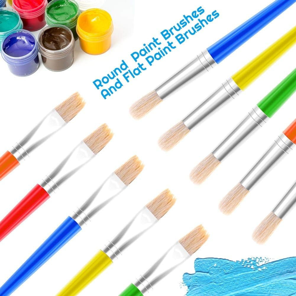 Paint Brushes,  30 Kids Paint Brushes Bulk Children Paint Brushes Set with Jumbo round Watercolor Paint Brush and Large Flat Craft Paint Brushes