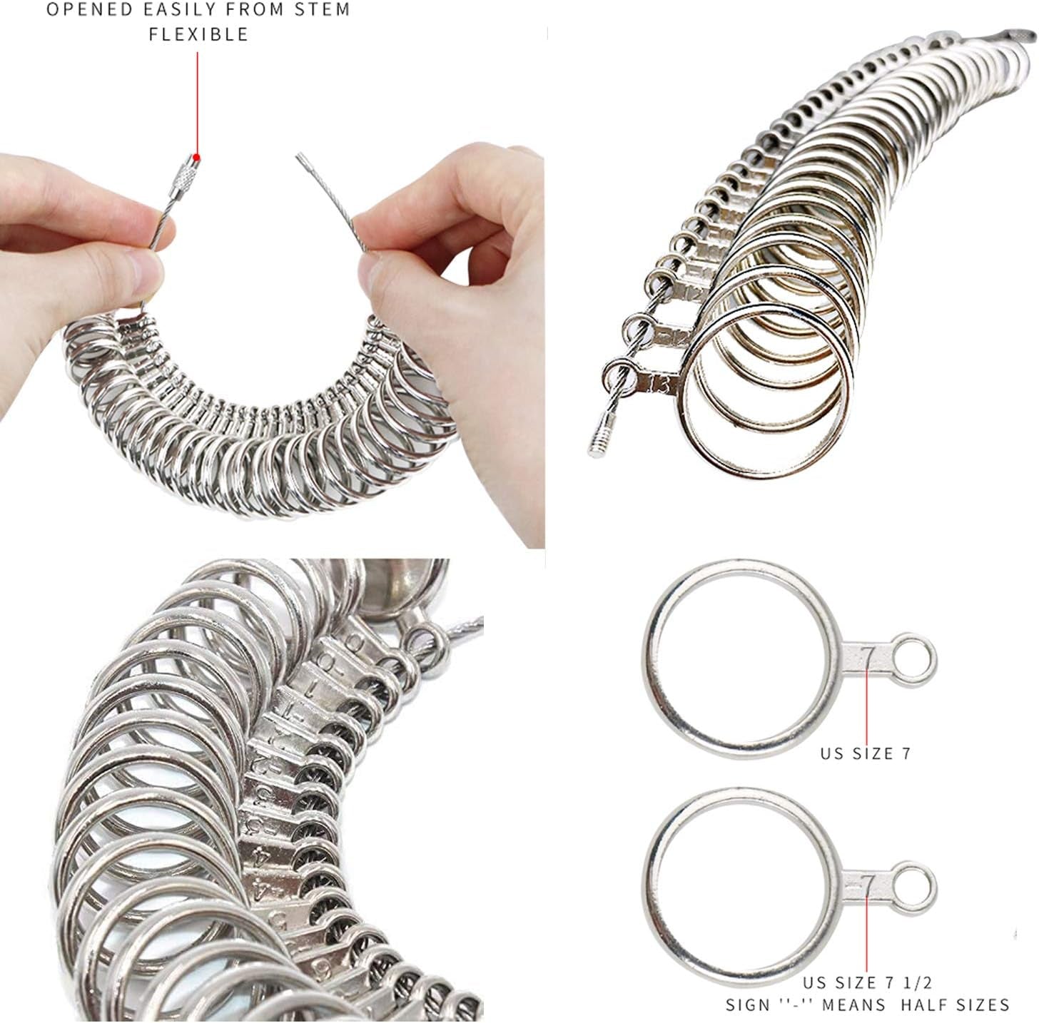 Ring Sizer Measuring Tool Ring Mandrel Measurement Tool Measure Ring Size Finger Sizing Set Metal Gauge US Size 1-13 Jewelry Sizers Kit of 27 Pieces
