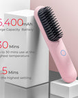 Cordless Hair Straightener Brush, Porta Straightening Brush for Women, Touch Ups On-The-Go Styling Hot Comb with Negative Ion, Lightweight & Mini Travel, USB Rechargeable
