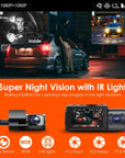VANTRUE N4 3 Channel Dash Cam, 4K+1080P Dual Channel, 1440P+1080P+1080P Front Inside Rear Three Way Triple Car Dash Camera, IR Night Vision, Capacitor, 24 Hours Parking Mode, Support 256GB Max
