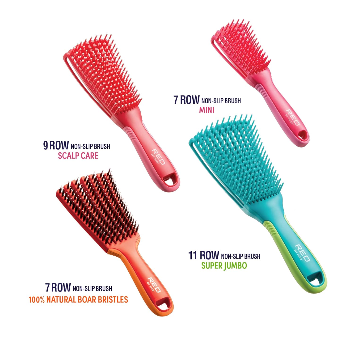 Red by Kiss Glide & Define Non-Slip Detangling Brush for Natural Hair Scalp Care Hair (Travel size) Heat Resistant Bristles Works Well with Blow Dryer