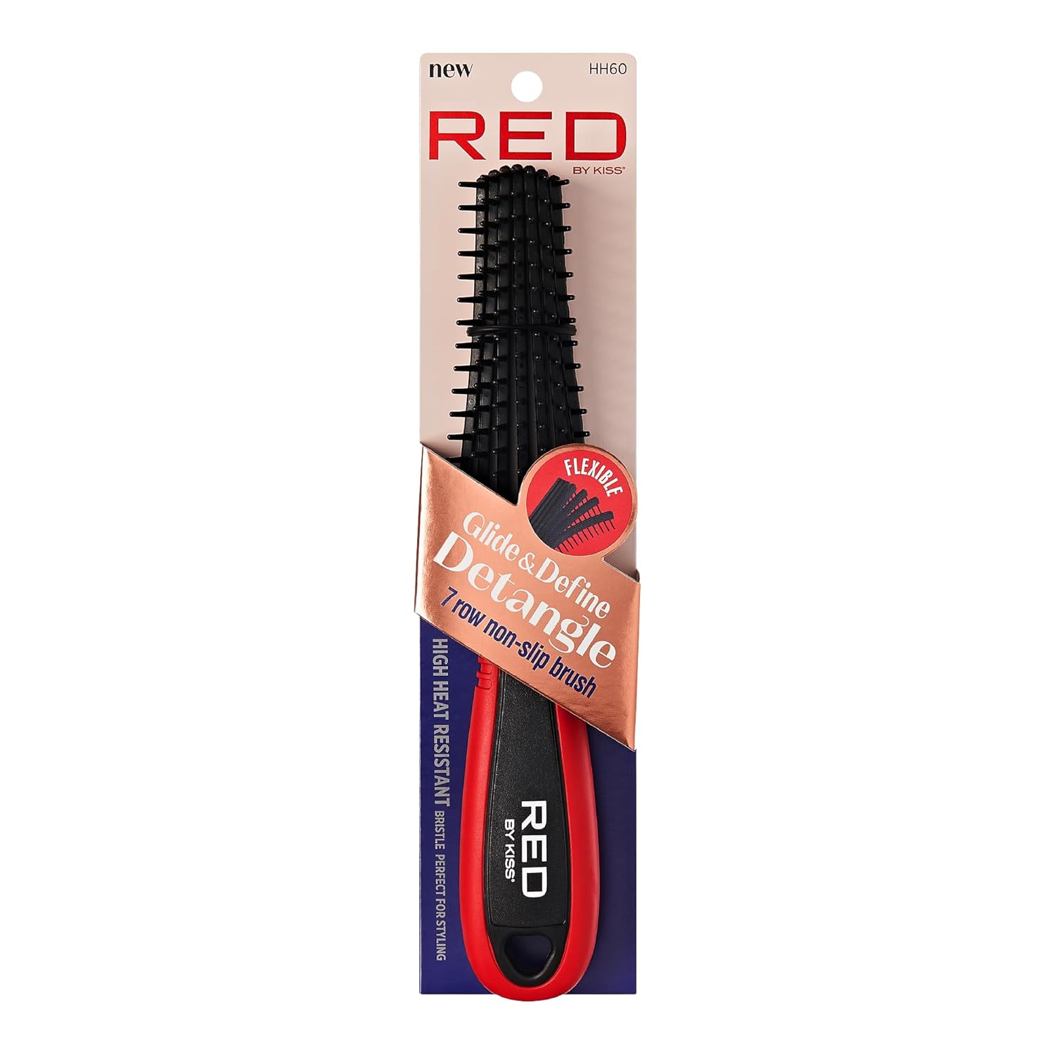 Red by Kiss Glide & Define Non-Slip Detangling Brush for Natural Hair Scalp Care Hair (Travel size) Heat Resistant Bristles Works Well with Blow Dryer