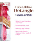 Red by Kiss Glide & Define Non-Slip Detangling Brush for Natural Hair Scalp Care Hair (Travel size) Heat Resistant Bristles Works Well with Blow Dryer