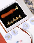 Wax Seal Stamp Set, Floral Stamps Botanical Sealing Stamper Kit, Wedding Postage Stamps, Wooden Handle with Brass Head for Wedding Greeting Cards Planner Journal Gift, 6 Pieces (Plant)