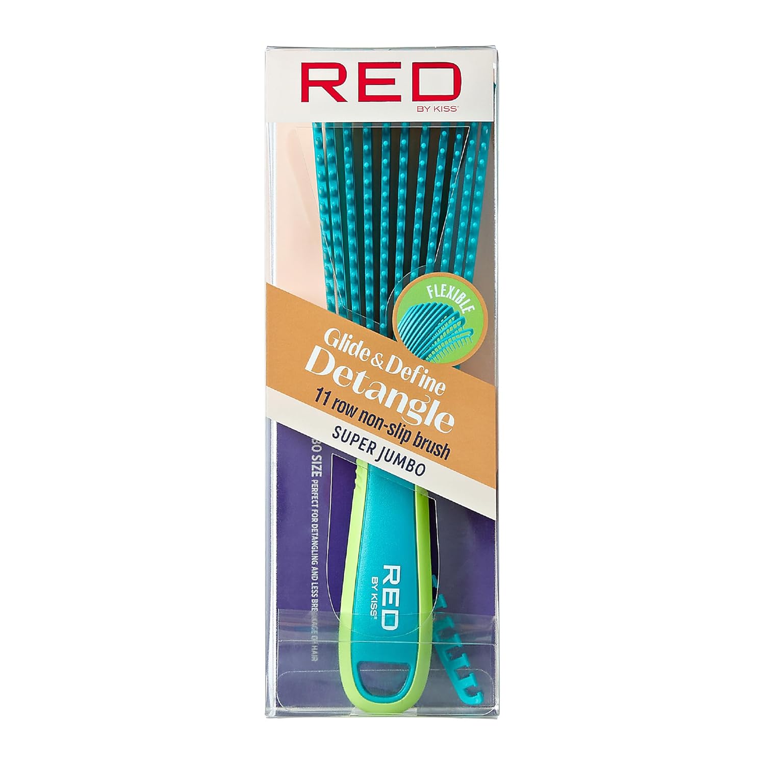 Red by Kiss Glide & Define Non-Slip Detangling Brush for Natural Hair Scalp Care Hair (Travel size) Heat Resistant Bristles Works Well with Blow Dryer