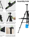 Artist Easel Stand Painting Stand Art Easel, 20"To 61" Art Easel for Painting Canvase & Displaying, Aluminum Adjustable Height Display Tripod with Portable Bag/Folding Keg/Apron.(Black)