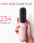 Cordless Hair Straightener Brush, Porta Straightening Brush for Women, Touch Ups On-The-Go Styling Hot Comb with Negative Ion, Lightweight & Mini Travel, USB Rechargeable