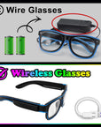 YouRfocus Sound Activated LED Wireless Light up Glasses, Neon Glasses Glow in the Dark for Rave Party, EDM