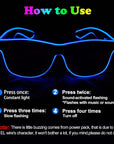YouRfocus Sound Activated LED Wireless Light up Glasses, Neon Glasses Glow in the Dark for Rave Party, EDM