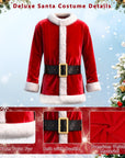 10pcs Adults Santa Costume Suit with Mask Mens Deluxe Christmas Green Santa Claus Outfit for Halloween