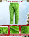 10pcs Adults Santa Costume Suit with Mask Mens Deluxe Christmas Green Santa Claus Outfit for Halloween