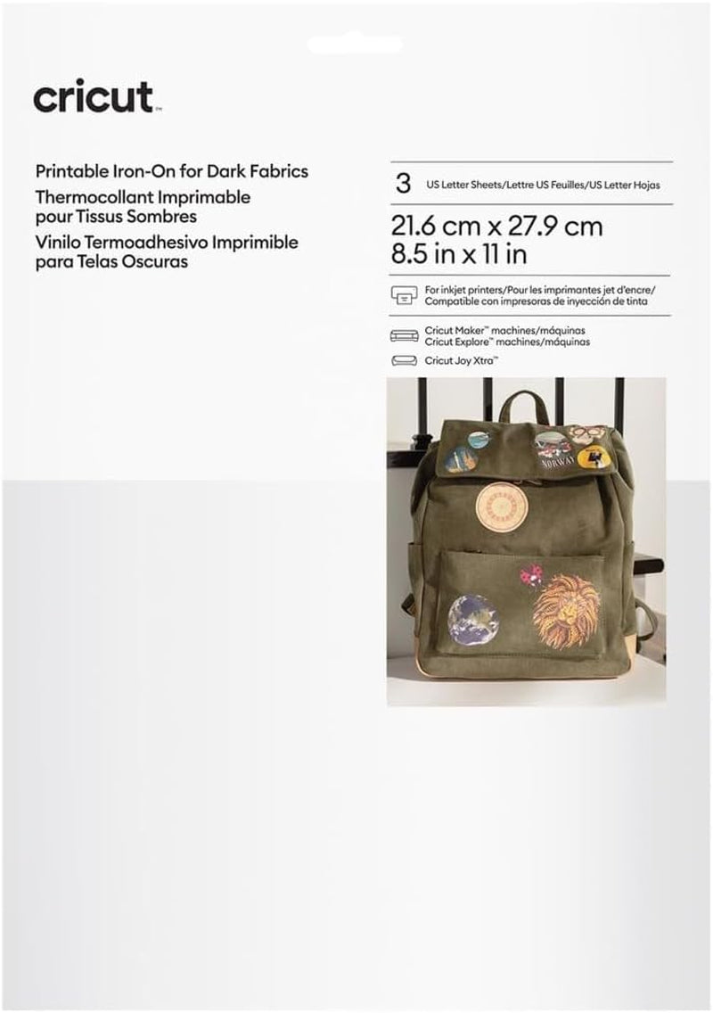 Printable Iron on for Light Fabrics - US Letter Size, (5Ct), Printable HTV Vinyl for Inkjet Printer, Compatible with  Maker, Expression, and  Joy Xtra Machines