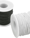 2 Rolls 1 Mm Elastic Beading Cord for Bracelet Stretchy Elastic String for Jewelry Making Sewing Necklace 100 Meters Elastic Bracelets Cord Crafts Beading Thread DIY Crafting Cord (Black + White)