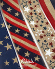 Rustic Patriotic Ribbon Wired,4 Rolls Stars and Stripes Burlap Ribbon,2-1/2 Inch Total 60 Feets(20 Yards), Patriotic Ribbon for Crafts,Wreaths,4Th of July Big Bow,Party Decoration-Pt01