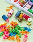 60 Pieces Bobbin Holders for Thread Spools Bobbin Clips Bobbin Thread Holder on Spool Tops Bobbins Sewing Machine Quilting Supplies Spool and Bobbin Holder for Embroidery with 4 Colors