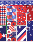 40 Pcs 4Th of July Fabric 2.6 X 40 American Flag Precut Fabric Strips for Quilting Red White and Blue Roll up Patchwork Fabric for Independence Day DIY Sewing Handmade, 8 Styles